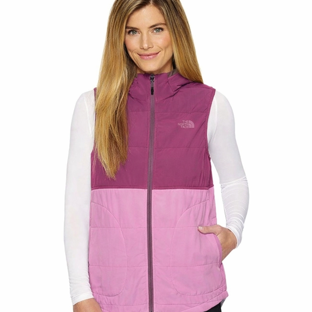 The North Face Pink & Plum Hooded Lightweight Puffer Vest Women’s Medium M